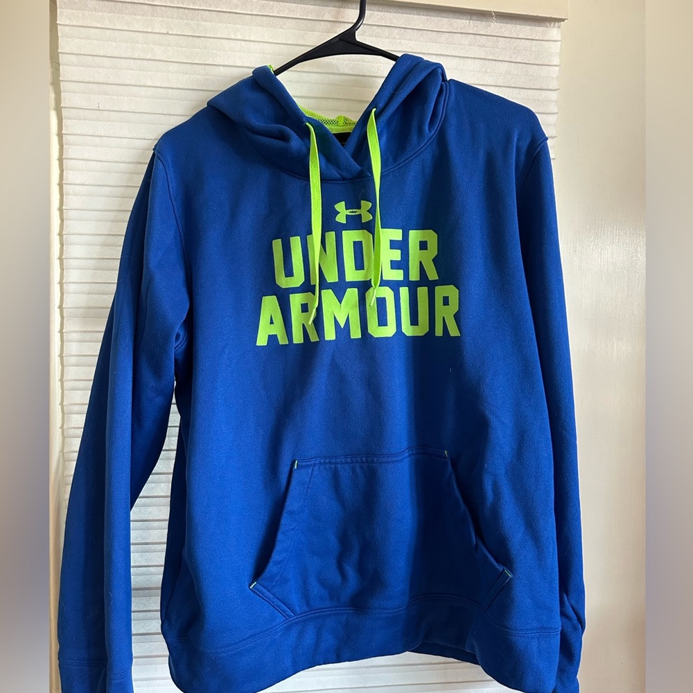 Under Armour Blue Hoodie with Neon Green Accents
